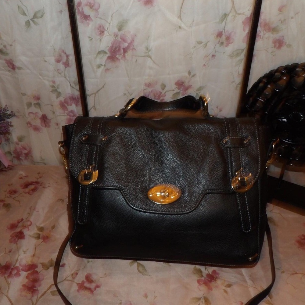 Pulicati  Black leather messenger made in Italy